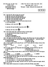 Đề kiểm tra học kì I môn Sinh học Lớp 12 - Mã đề 406 - Năm học 2018-2019 - Sở giáo dục và đào tạo Quảng Nam